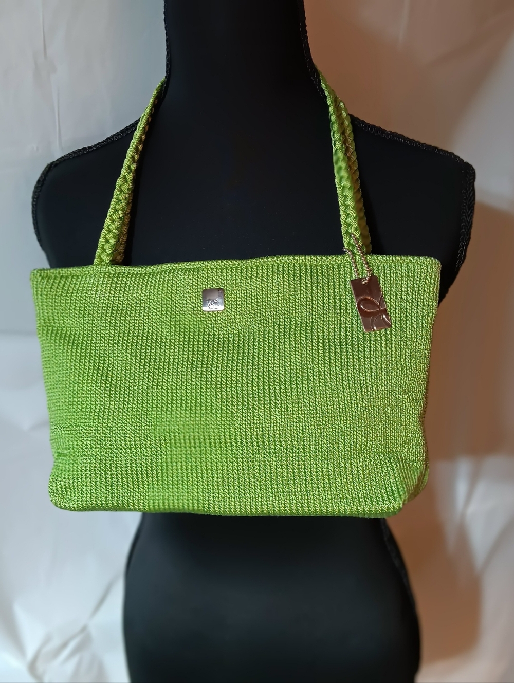 Lina Womens Lime Green Woven Handbag - Lightweight Summer Style-Braided Handles